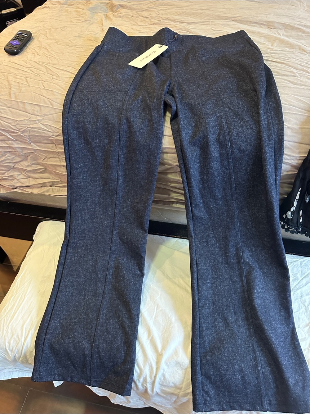 XCVI Women's Dark Denim Boot Cut Pants looks like denim but they are soft sizeL